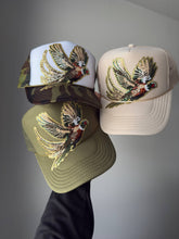 Load image into Gallery viewer, Fly Girl Sequin Pheasant Trucker | Beige