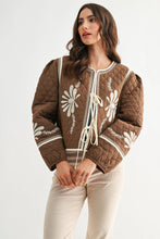 Load image into Gallery viewer, Quilted Bloom Tie-Front Jacket | Mocha/Cream