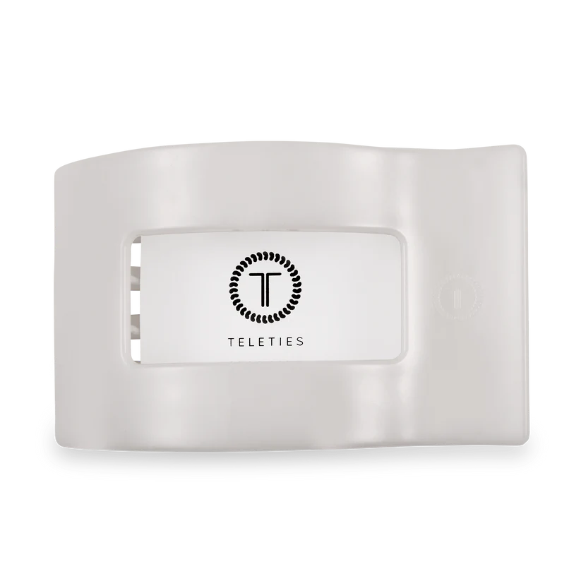 Teleties Coconut White Large Flat Rectangle Clip