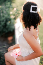 Load image into Gallery viewer, Teleties Coconut White Large Flat Square Clip