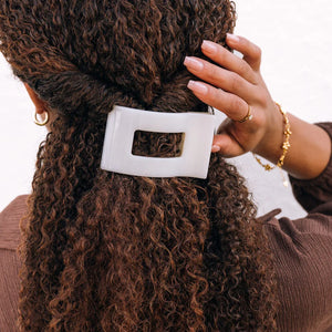 Teleties Coconut White Medium Flat Rectangle Clip