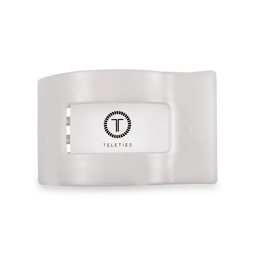 Teleties Coconut White Medium Flat Rectangle Clip
