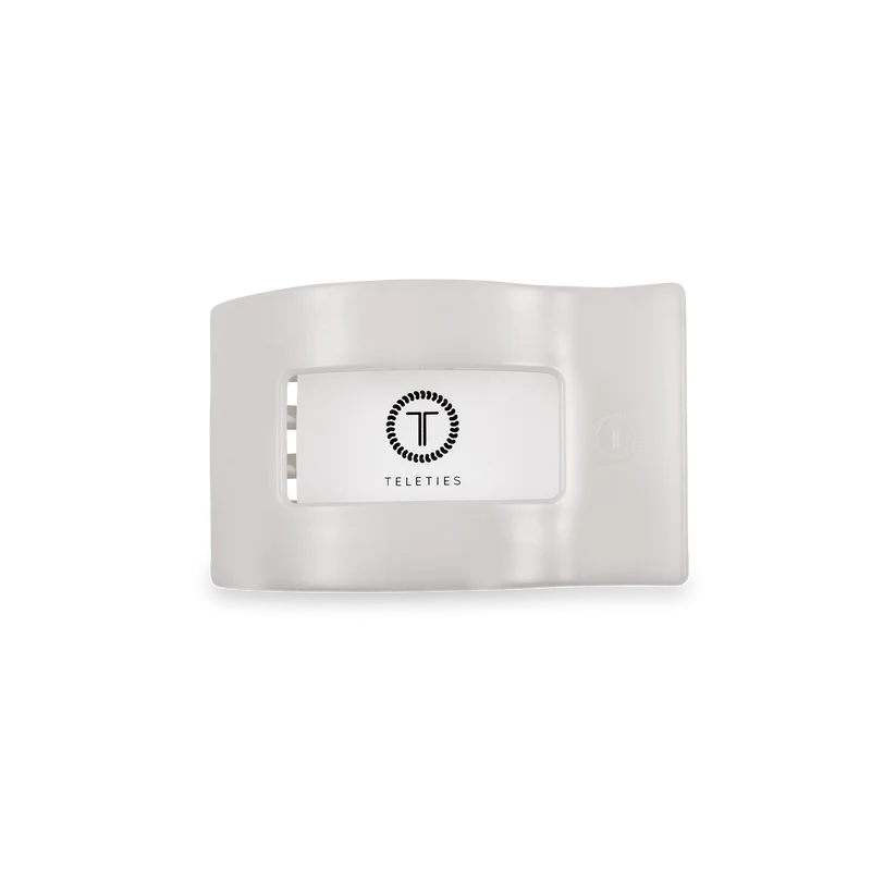 Teleties Coconut White Small Flat Rectangle Clip