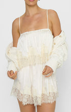 Load image into Gallery viewer, Show Me Your MUMU Emmylou Mini Dress | Ivory Satin With Lace Trim