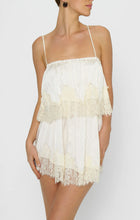 Load image into Gallery viewer, Show Me Your MUMU Emmylou Mini Dress | Ivory Satin With Lace Trim