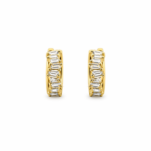Load image into Gallery viewer, 18K Gold &amp; 925 Silver Baguette Huggie Earrings