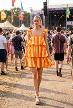 Load image into Gallery viewer, Clementine Stripe Ruffle Mini Dress