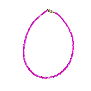 Bright Pink Dainty Candy Gemstone Necklace