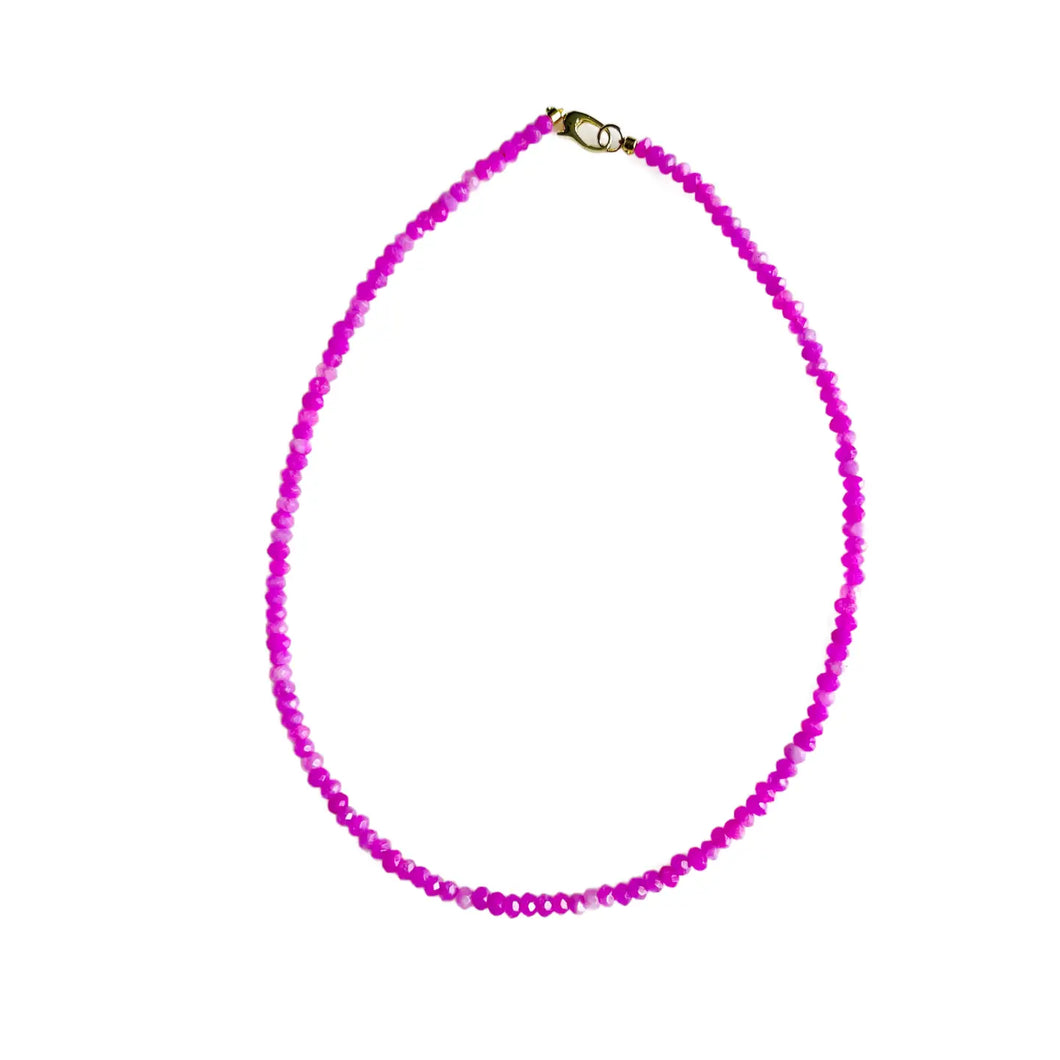 Bright Pink Dainty Candy Gemstone Necklace