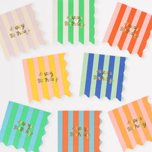 Load image into Gallery viewer, Meri Meri Stripe Happy Birthday Cocktail Napkins