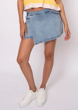 Load image into Gallery viewer, Fiona Stretch Denim Wrap Skort | Light Wash