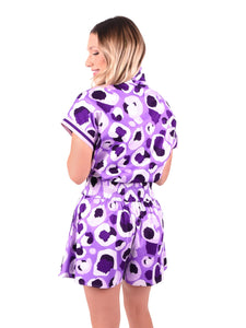 Emily McCarthy Poppy Pullover Top | Purple Collegiate Cheetah