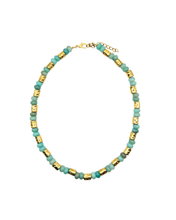 Load image into Gallery viewer, Turquoise Gemstone Necklace with Gold Hammered Accents