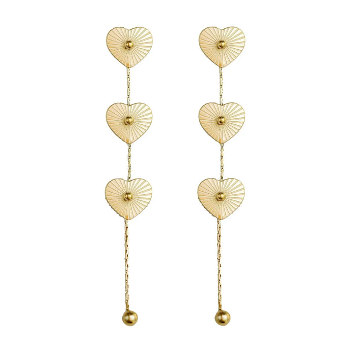 Gold Heart Duster Drop Earrings