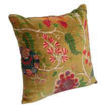 Load image into Gallery viewer, Square Cotton Velvet Printed Pillow W/ Floral Pattern