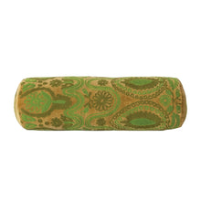 Load image into Gallery viewer, Cotton Velvet Embroidered Bolster Pillow | Green