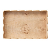 Load image into Gallery viewer, Burl Wood Veneer Folding Table W/ Removable Scalloped Tray