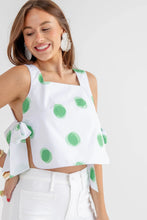 Load image into Gallery viewer, Dottie Hart Tally Tie Side Top - Del Ray Dot - Grand Bahama Green