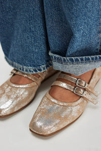 Free People Gemini Ballet Flat In Champagne Metallic