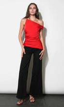 Load image into Gallery viewer, Greylin Yvette Asymmetric Side Pleated Top | Crimson