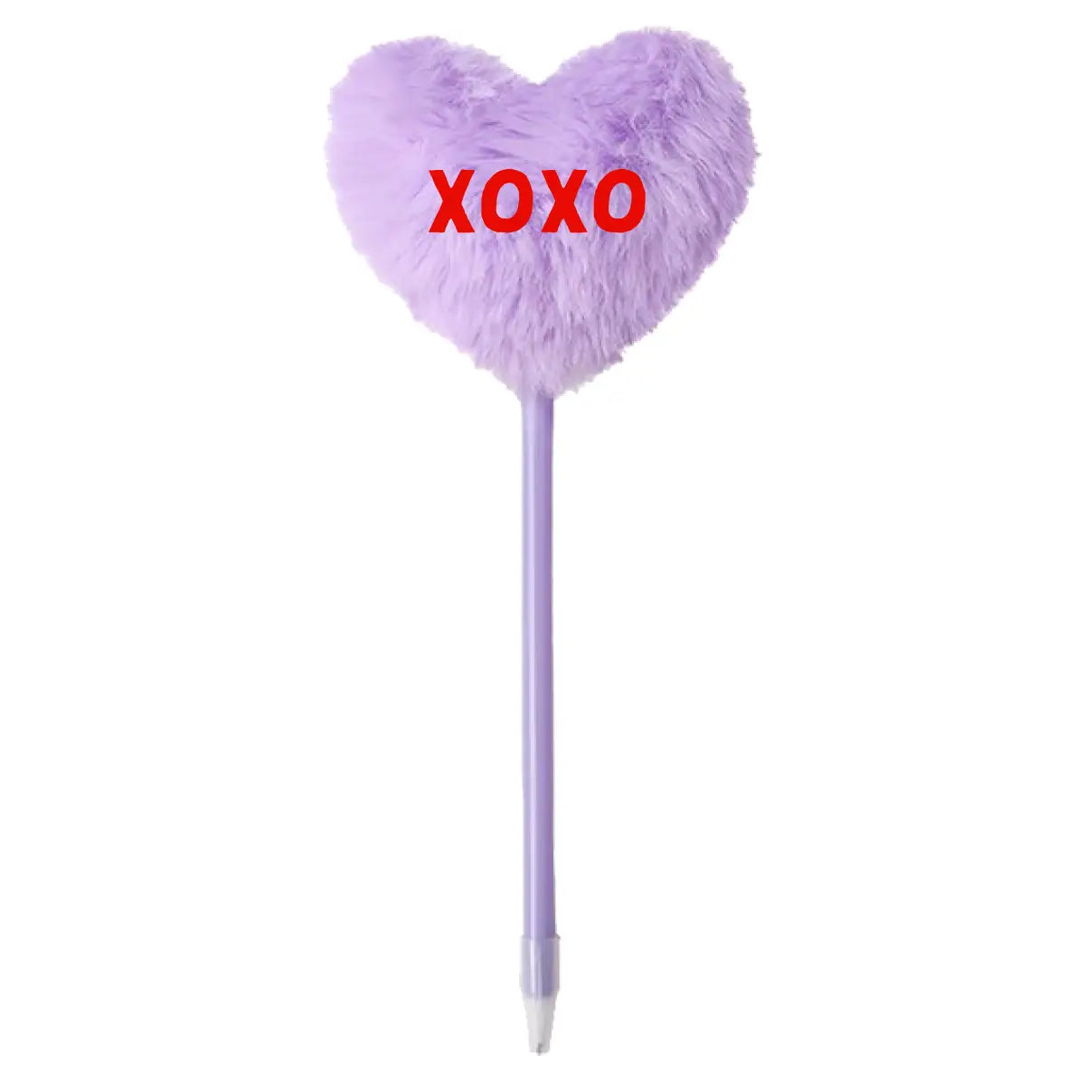 Purple XOXO Fuzzy Heart Pen