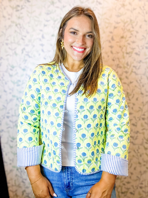 Quilted Block Print Jacket