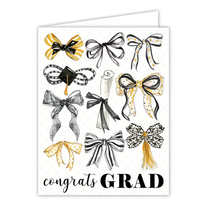 Handpainted Graduation Bows Greeting Card