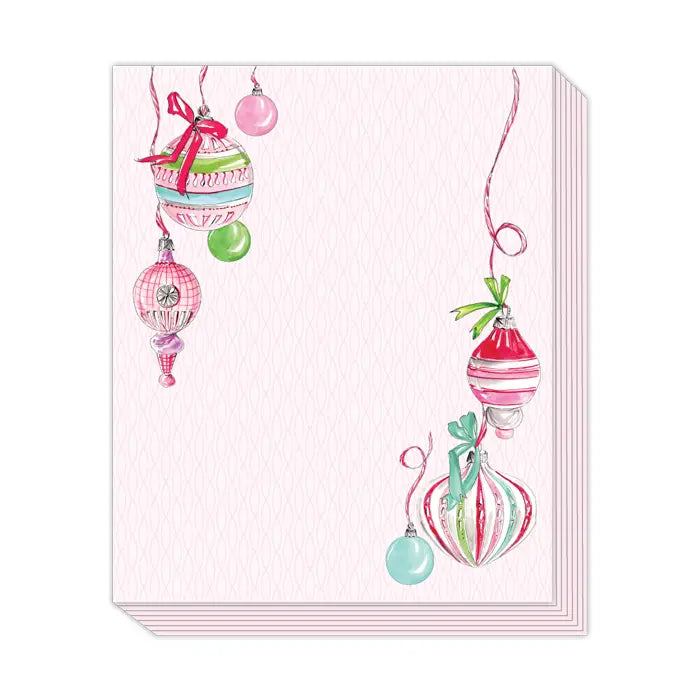 Handpainted Pink and Green Vintage Hanging Ornaments Short Stack