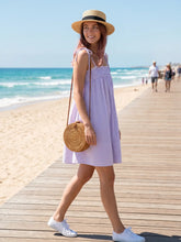 Load image into Gallery viewer, Striped Smocked Mini Dress with Tied Strap