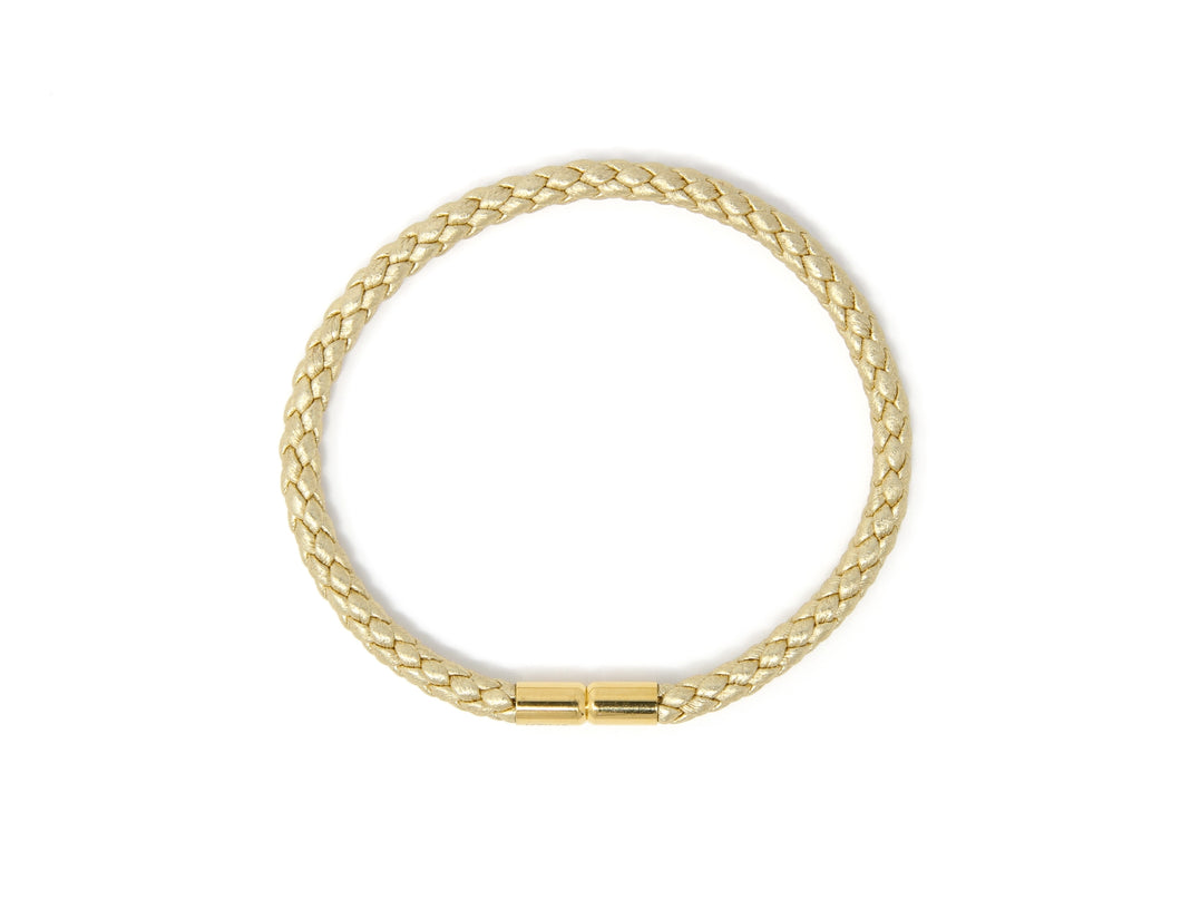 Gold Leather Braided Bracelet