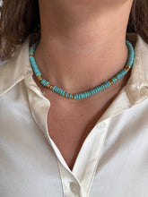 Load image into Gallery viewer, Small Turquoise Gemstone Necklace with Gold Accents