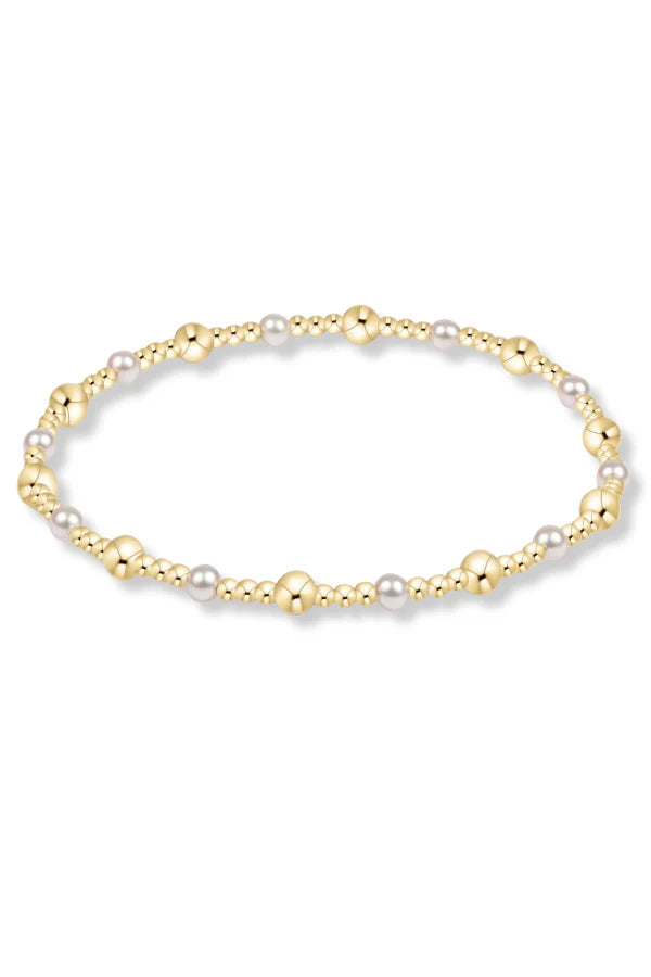 enewton Classic Gold Sincerity Pattern 4mm Bead Bracelet - Pearl