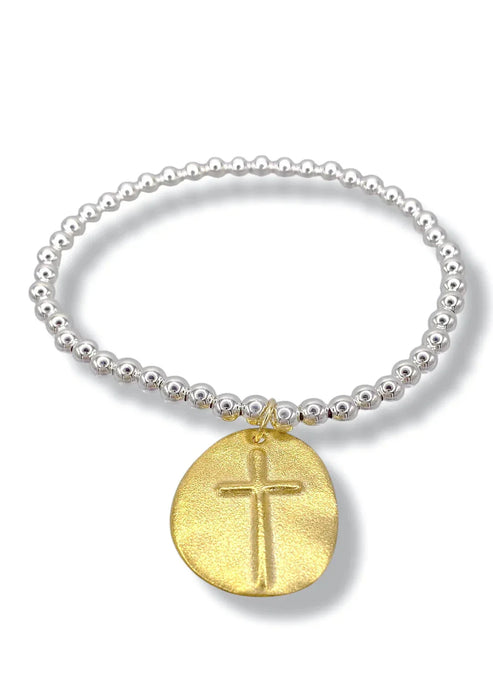 enewton Classic Sterling Mixed Metal 4mm Bead Bracelet - Inspire Gold Charm