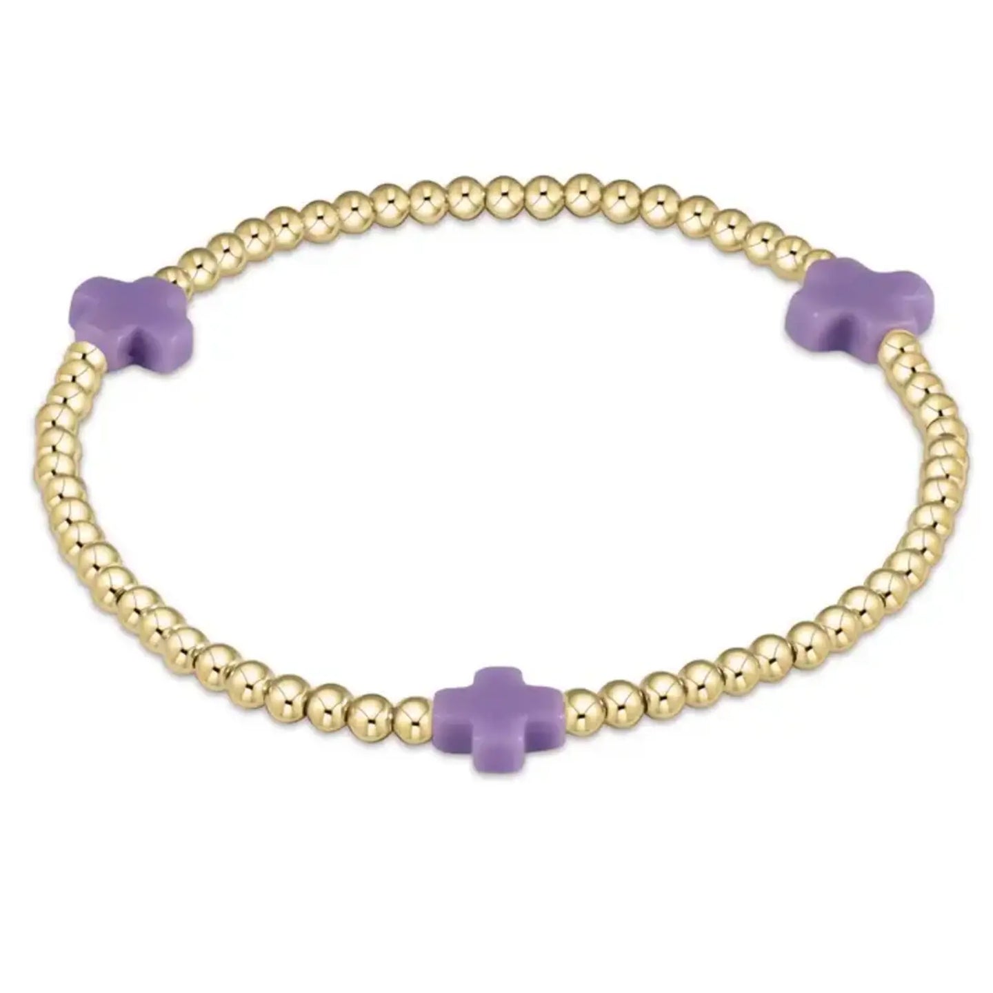 enewton egirl Signature Cross Gold Pattern 3mm Bead Bracelet - Purple