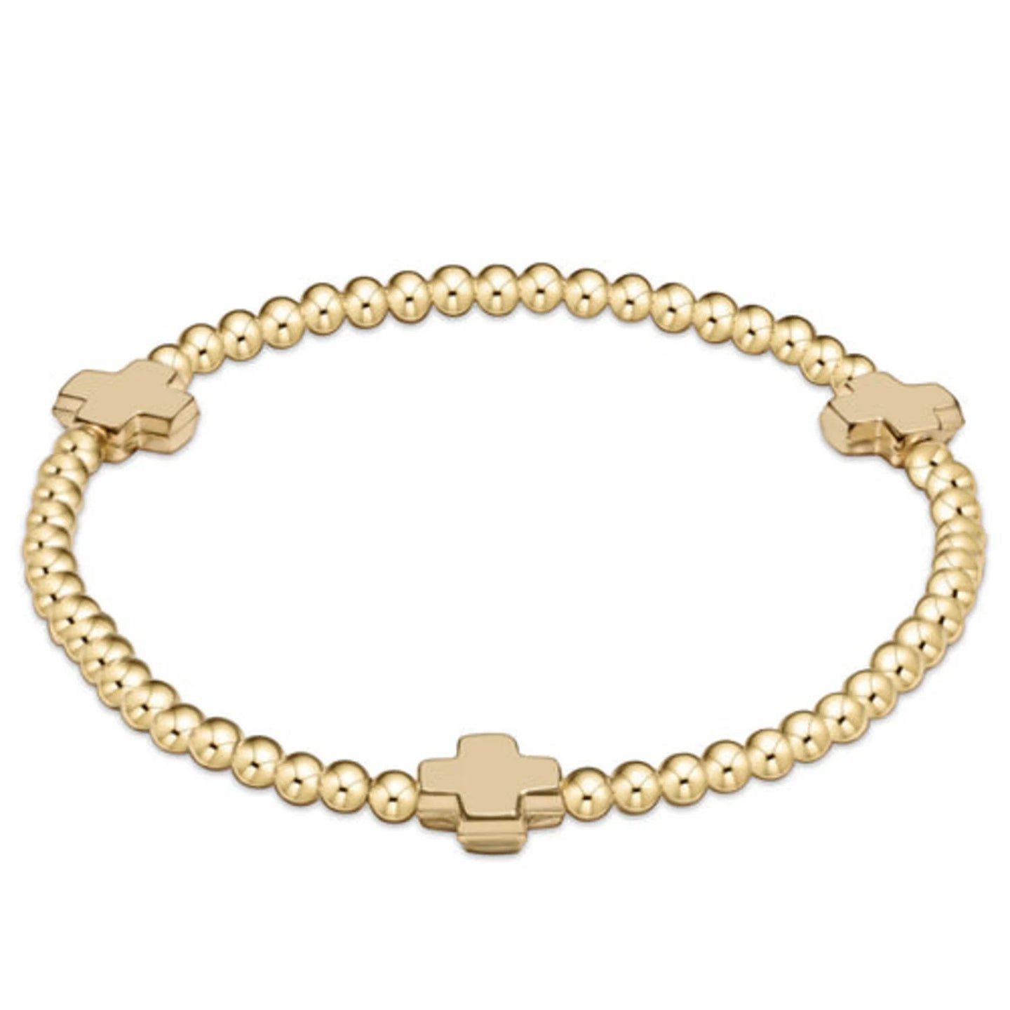 enewton Extends - Signature Cross Gold Pattern 3mm Bead Bracelet - Gold