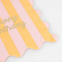 Load image into Gallery viewer, Meri Meri Stripe Happy Birthday Cocktail Napkins