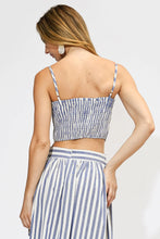 Load image into Gallery viewer, Adelyn Rae Emma Striped 3D Floral Detail Set | Blue/White