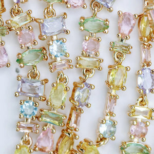 Pastel Toned Crystal Layered Duster Statement Earrings