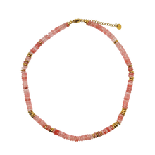 Load image into Gallery viewer, Small Pink Gemstone Necklace with Gold Accents