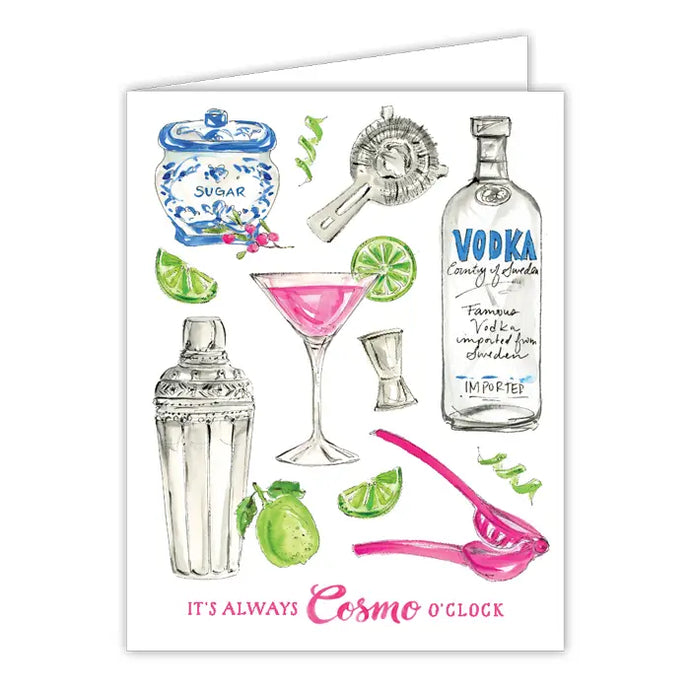 Handpainted It's Always Cosmo O'Clock Greeting Card