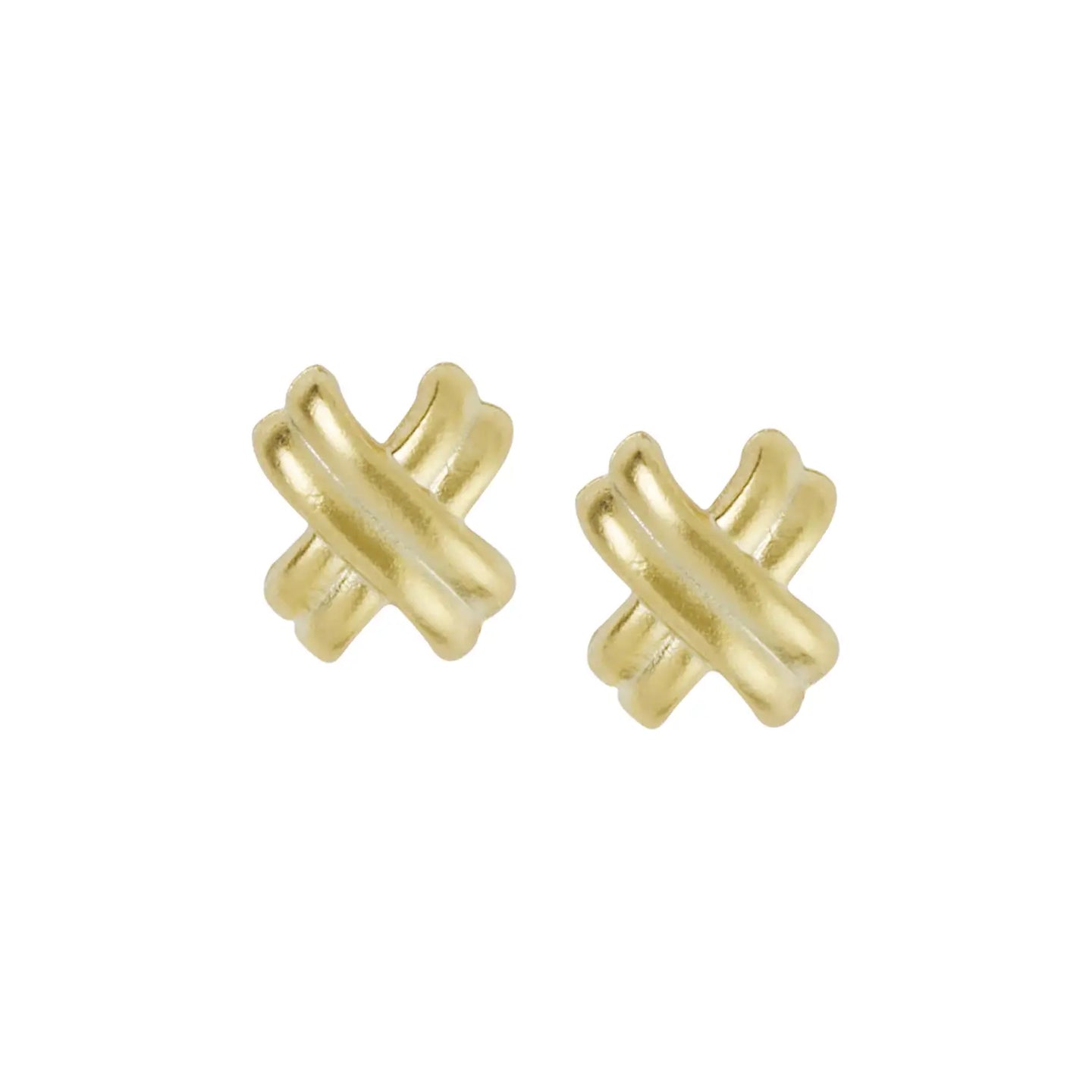 Susan Shaw Gold Small Texas X's Earrings