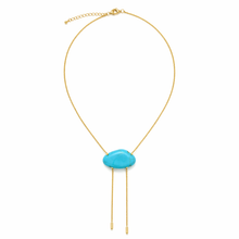 Load image into Gallery viewer, 18K Gold &amp; Turquoise Stone Adjustable Bolo Necklace