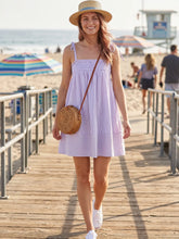 Load image into Gallery viewer, Striped Smocked Mini Dress with Tied Strap