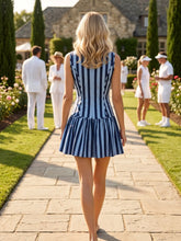 Load image into Gallery viewer, Stripe Drop Waist Mini Dress | Navy &amp; Powder Blue