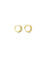 Load image into Gallery viewer, 18K Gold &amp; 925 Silver Baguette Huggie Earrings