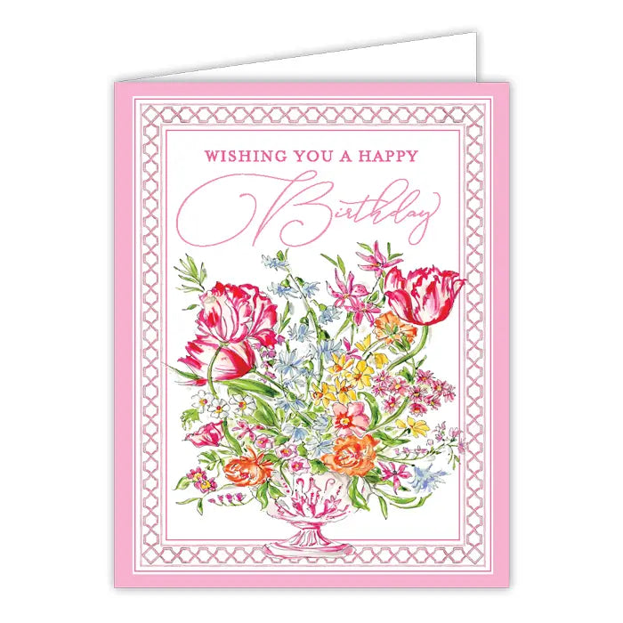 Wishing You A Happy Birthday Pink Floral Arrangement