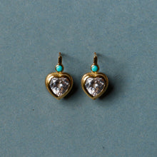 Load image into Gallery viewer, HART Bezel Heart Earrings with Turquoise