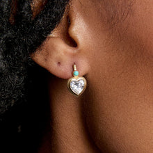 Load image into Gallery viewer, HART Bezel Heart Earrings with Turquoise