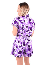 Load image into Gallery viewer, Emily McCarthy Party Shorts | Purple Collegiate Cheetah