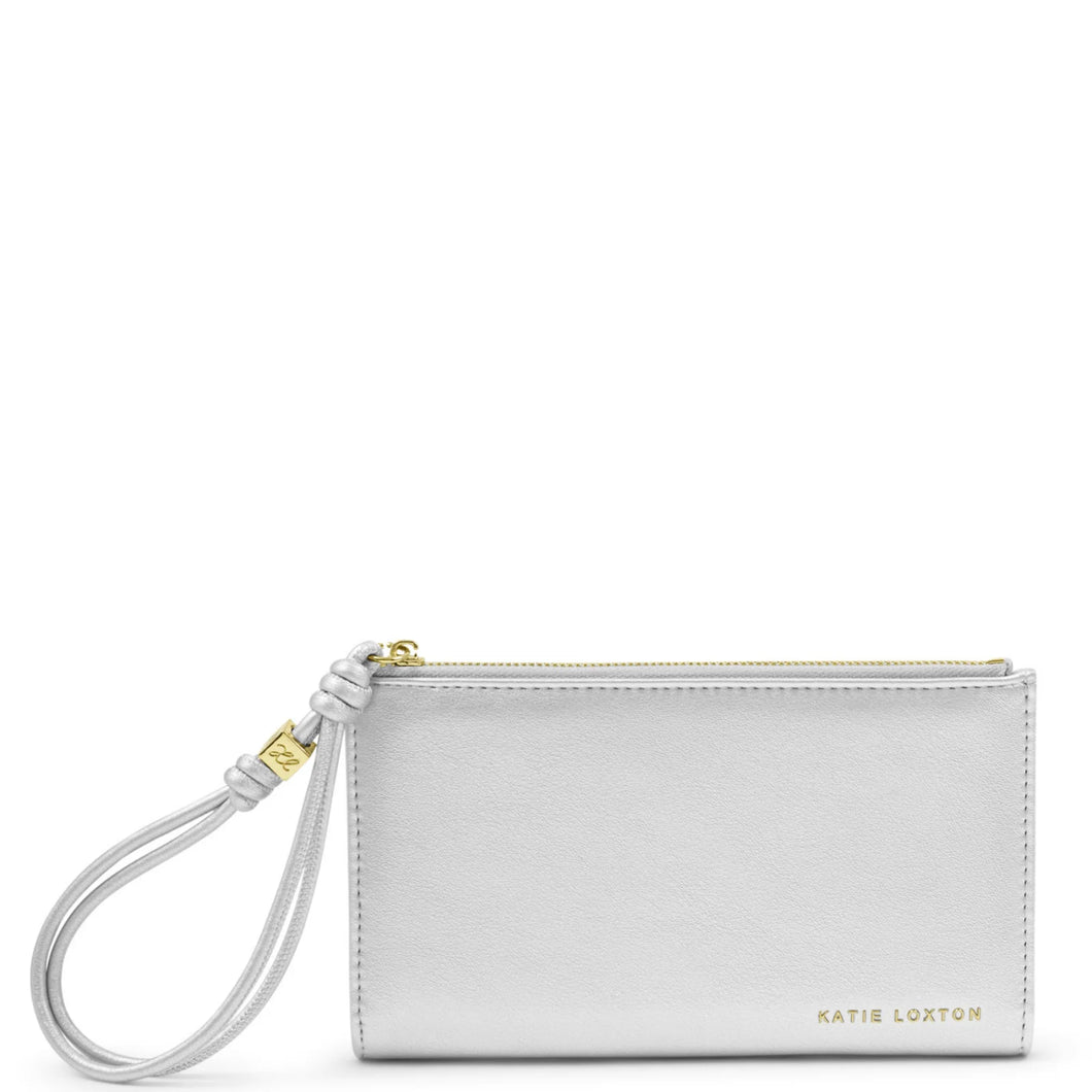Katie Loxton Arden Large Braided Wristlet Purse | Silver
